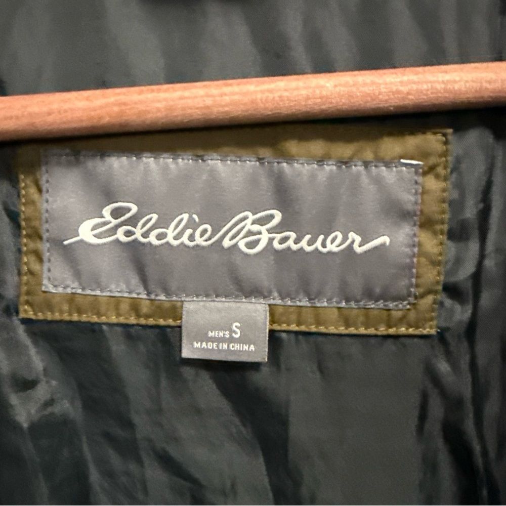 Eddie Bauer Men's EB650 Duck Down Puffer Jacket Size S Brown Full Zip Pockets - Picture 4 of 9